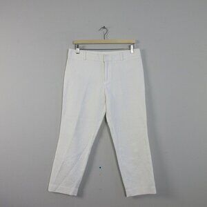 Club Monaco Capri Mid Rise Cropped Pants Women's 8 White Cotton Slim Casual 286